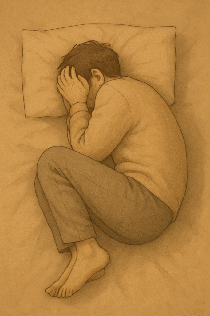 A child curl up in bed